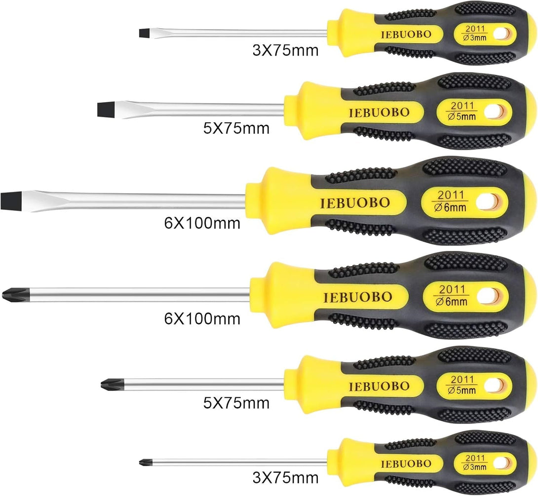 6 Piece Precision-Magnetic-Screwdriver-Tool-Set-Phillips-Flat-Head Tips Screw Driver Small Flathead Non-Slip for Repair Home Craft Improvement,With Magnetizer/Demagnetizer Tool