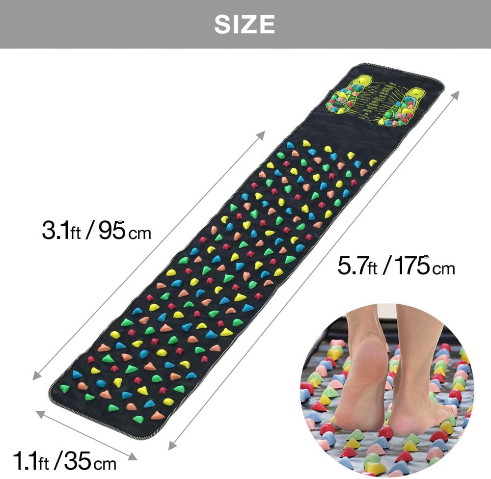 Long Foot Massage Mat 5.74Ft (68.9 X 13.78 Inches), Walk Stone Acupressure Pad for Feet, Acupoint Massager for Blood Circulation, Pain Relief, Health Care at Home