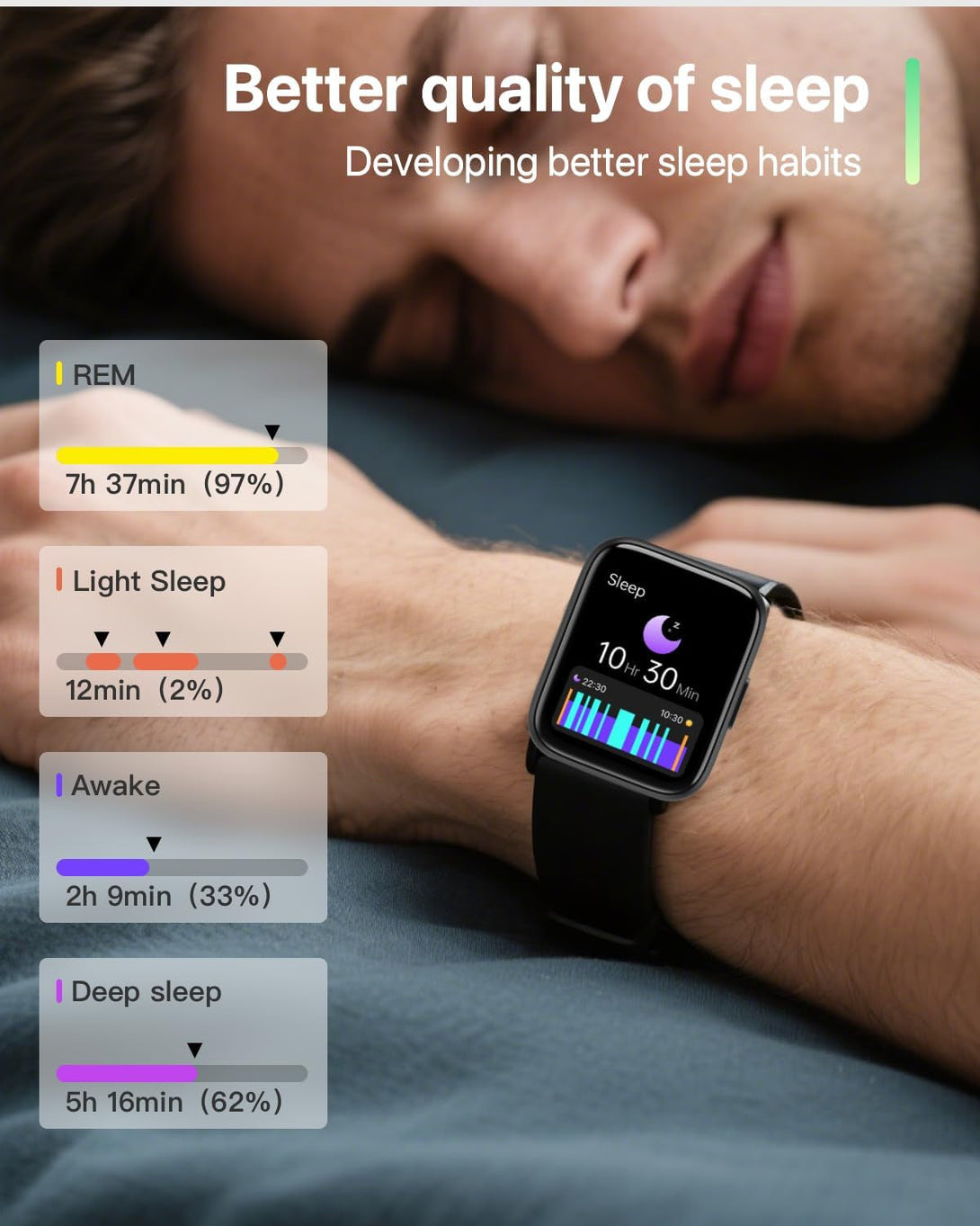 Smart Watches for Men - Activity Tracker for Android Ios with Calls,Fitness Tracker with 100+ Sport Modes, IP68 Waterproof, Heart Rate/Sleep Monitor, Spo2, Pedometer 1.83"(Black)