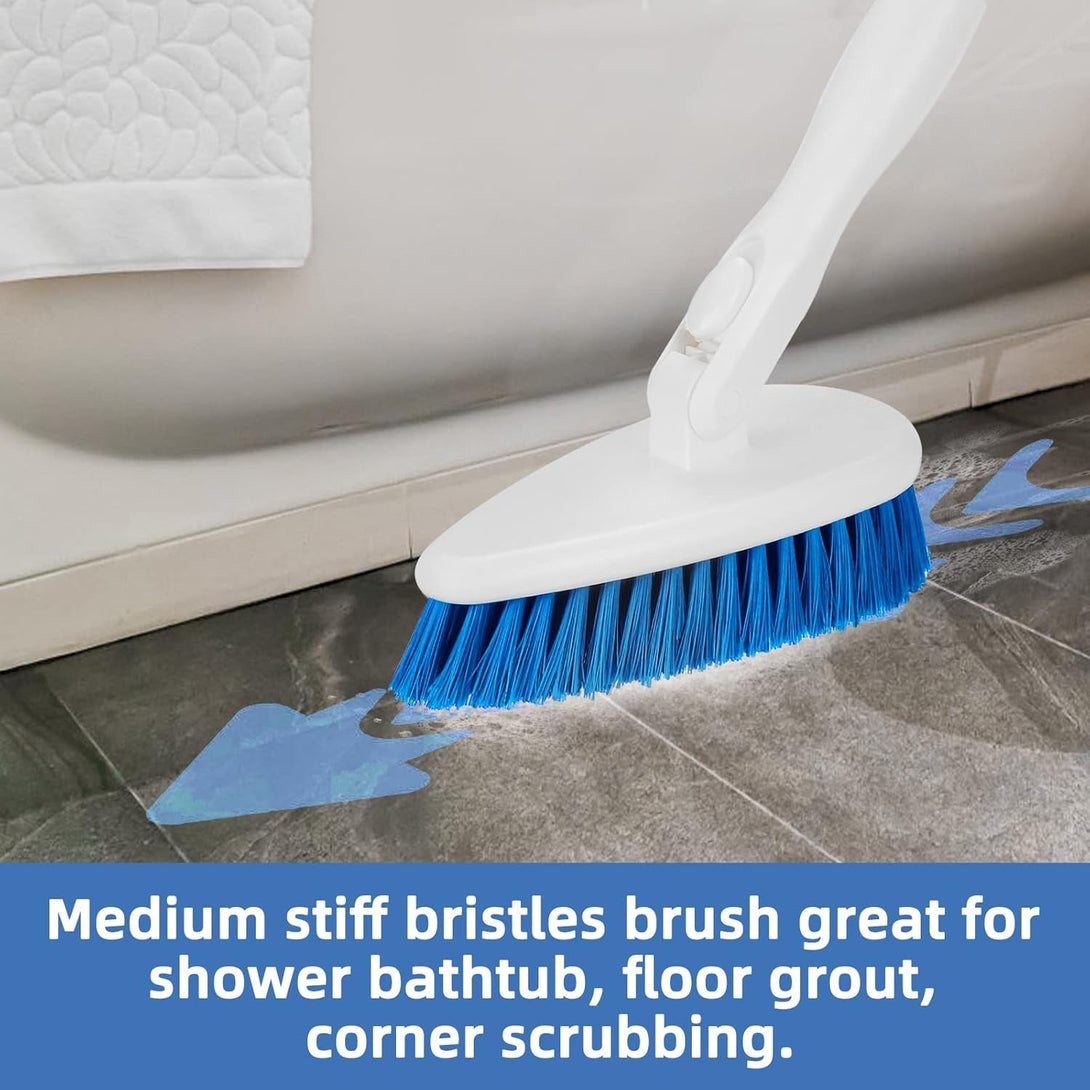 Qaestfy Shower Scrubber Cleaning Brush Combo Bath Tub Tile Cleaner Scrubber Brush with 51'' Adjustable Long Handle Scrub Brush for Bathroom Shower Bathtub Wall Mop Cleaning Scrubbing