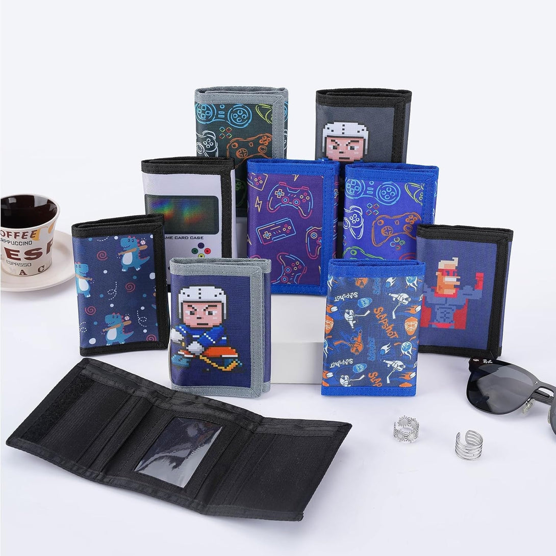 Kids Wallet for Boys Girls, Trifold RFID Wallet with Key Chain and Zipper Pocket for Kids 4-18 Novelty Birthday Gifts, Coin Pouch Purse for Children Teens Outdoor Sports -S2