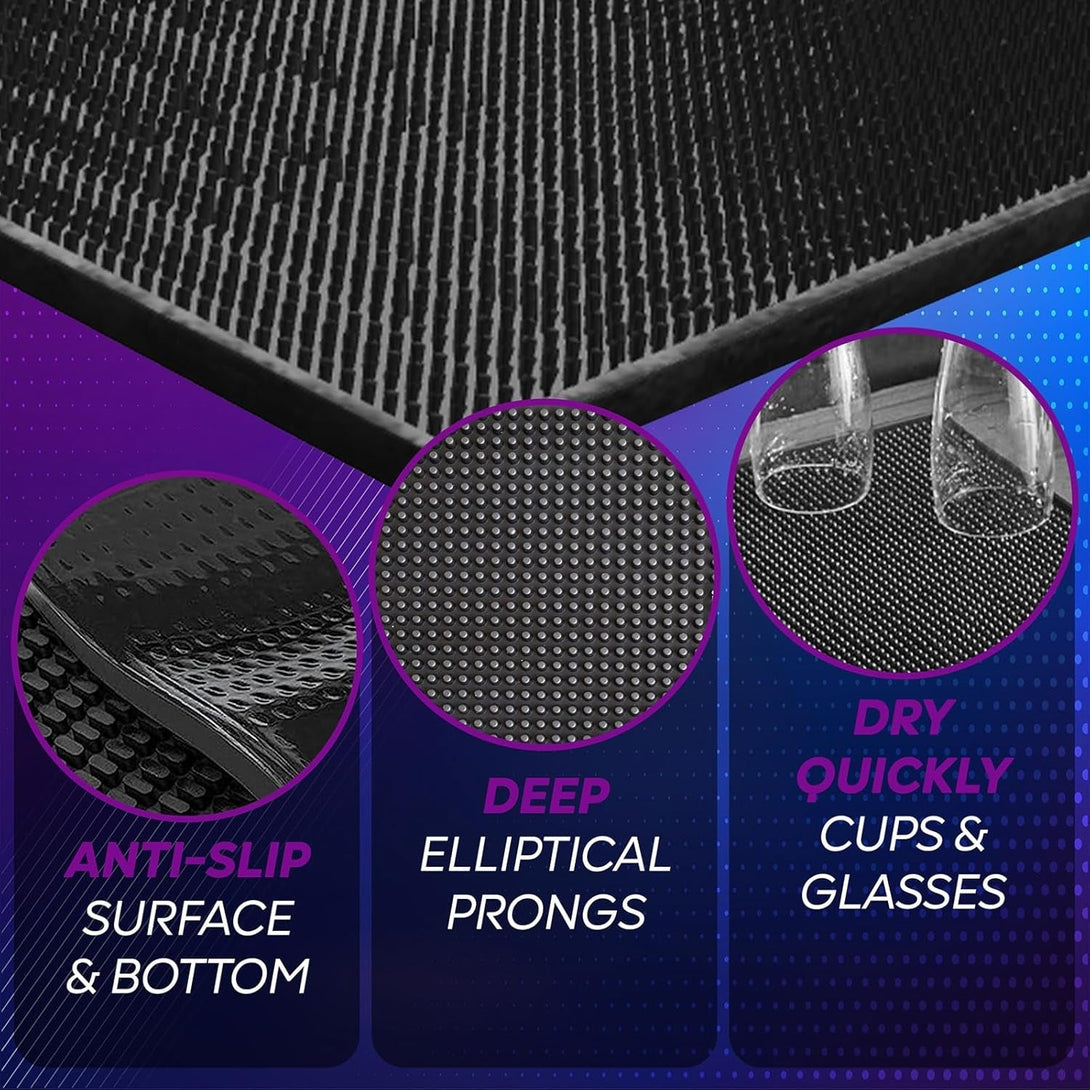 3 Pack Rubber Bar Mats, Spill Bar Mats for Bartending,Non-Slip Coffee Bar Mats for Countertop,Black Bar Mat for Home Bar,Kitchen, Restaurants(1Pc/18" X 12"+2Pc/24"X 3")