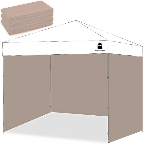 10X10 Pop up Canopy Tent Sidewalls - Straight Leg Compatible, 300D Waterproof Polyester with 99% UV Protection, 3 Piece Khaik Wall Set
