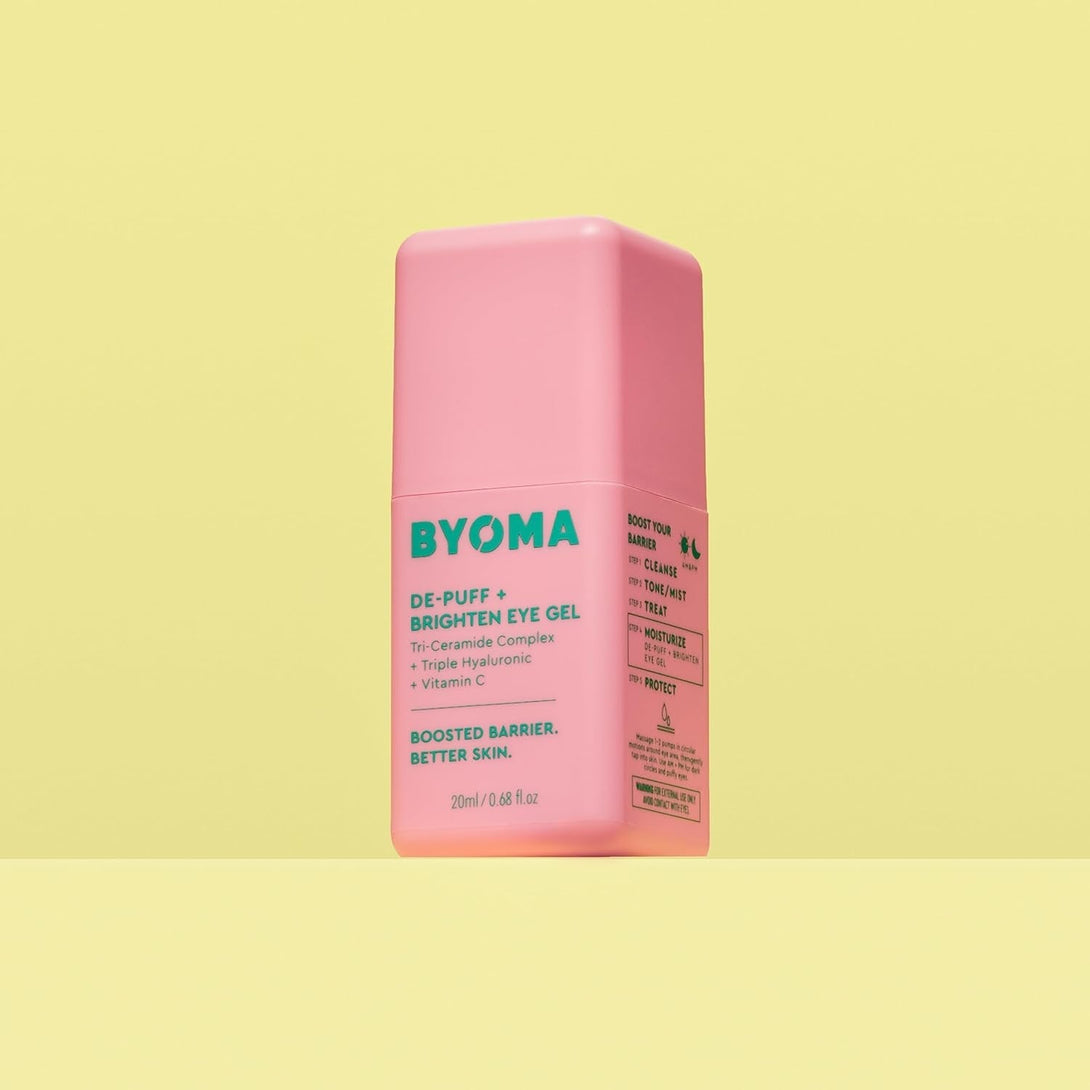 BYOMA De-Puff + Brighten Eye Gel - Lightweight Gel Eye Cream for Dark Circles, Puffiness & Wrinkles - under Eye Cream with Hyaluronic Acid & Vitamin C - Barrier Repair Skincare - 0.68 Fl. Oz
