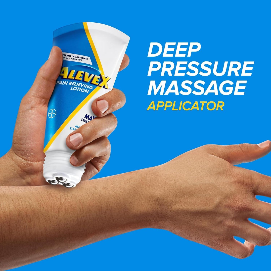 Alevex Topical Pain Relief Lotion with Rollerball Applicator - Long Lasting Arthritis and Muscle Pain Relief, 2.5 Oz