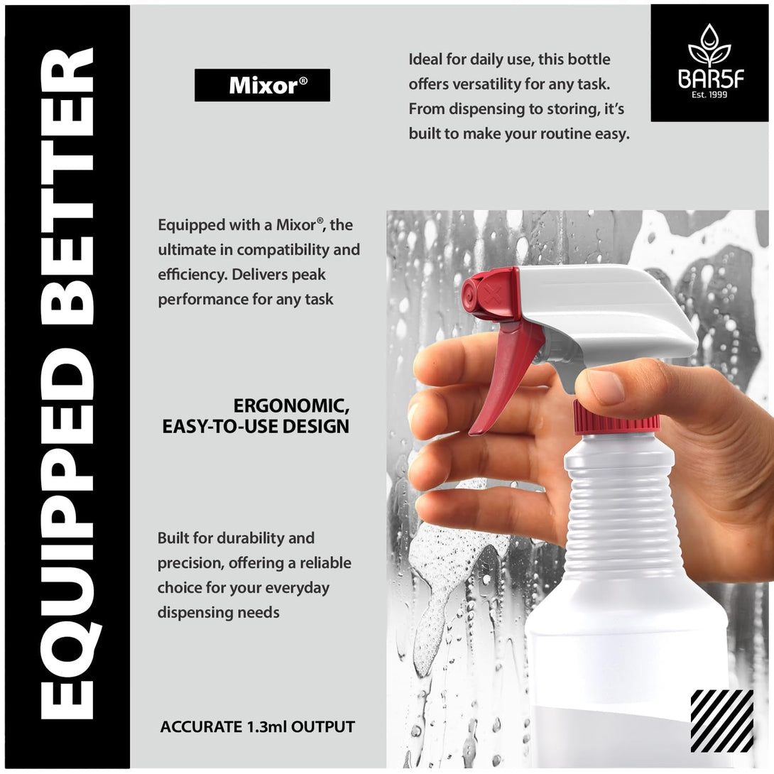 Bar5F 16-Ounce Spray Bottles Heavy-Duty Leak-Proof Plastic Adjustable Nozzle Bathroom Cleaning All-Purpose Gardening Made in USA 4-Pack