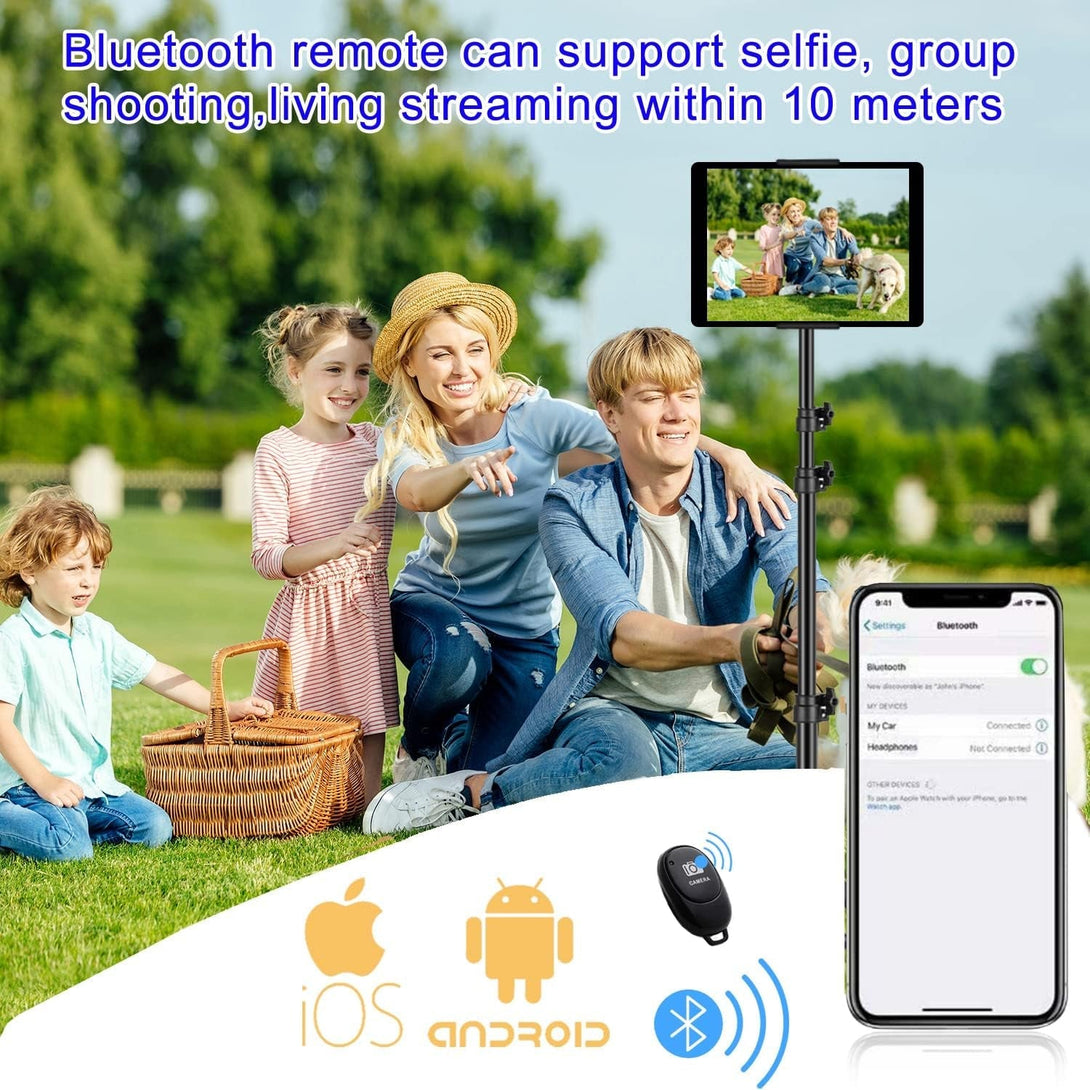 Ipad Tripod Stand, with 65 Inch Height Adjustable Ipad Stand Holder & Ipad Floor Stand with 360° Rotating Ipad Tripod Mount for Ipad Pro, Iphone, Kindle, and All 4.5-12.9 Inch Tablets