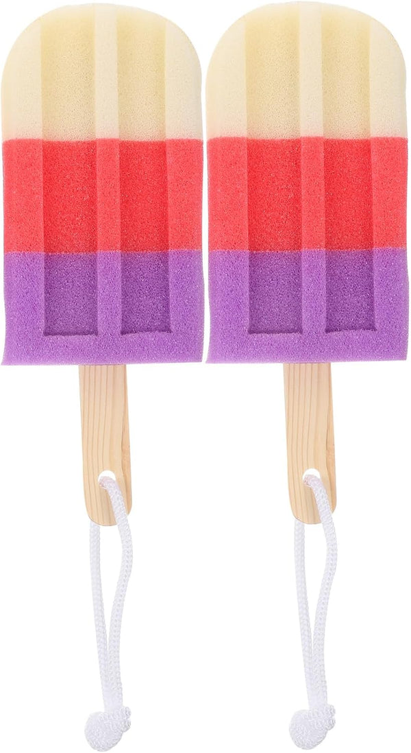 2Pcs Ice Cream Shaped Bath Ball Soft Bathing Towel Creative Bath Flower Shower Body Rubbing Towel Random Style Exfoliating Bath Sponge Body Sponge