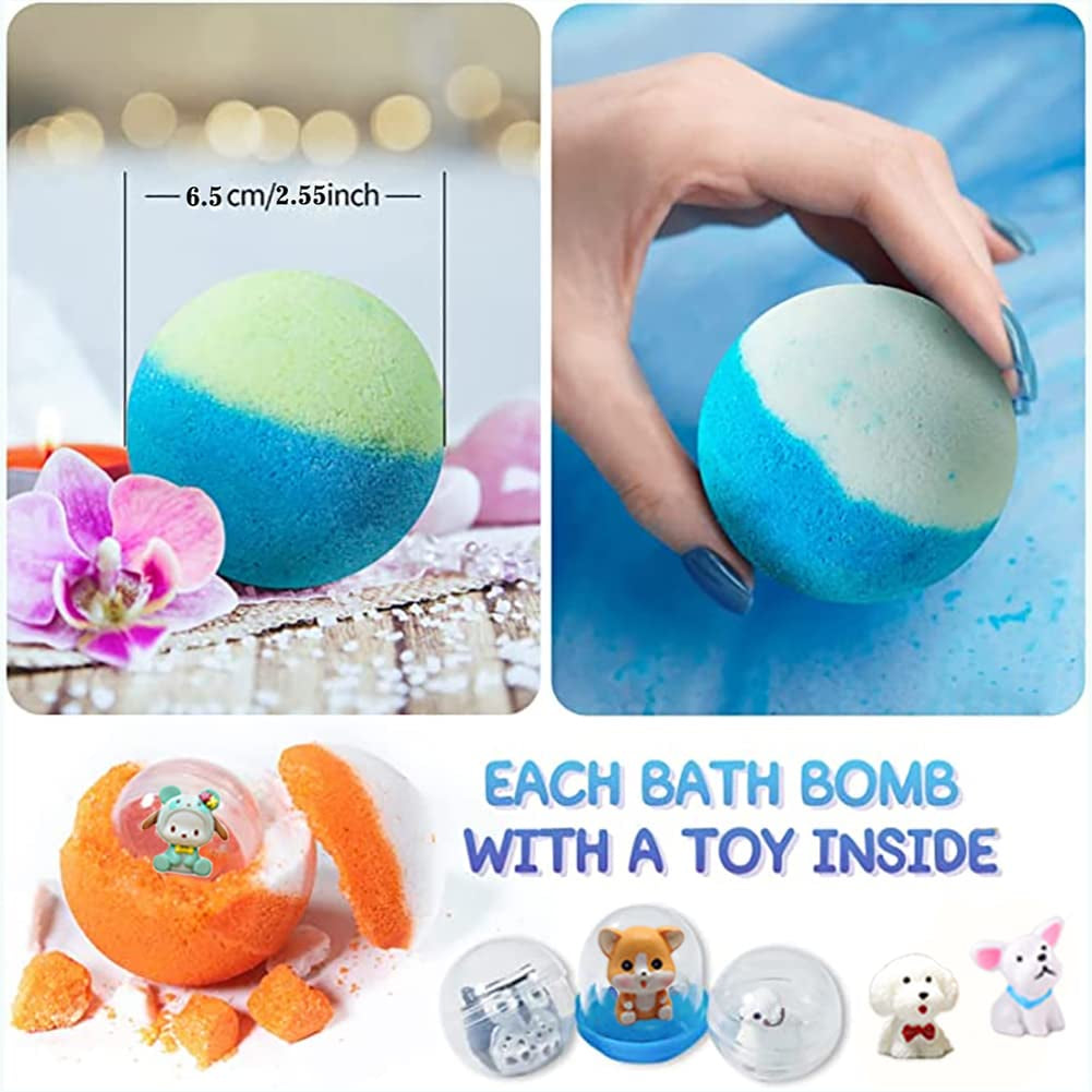 Bath Bombs for Kids with Surprise inside for Girls Boys Toddlers, 20 Pack Organic Kids Bath Bombs with Puppy Dolls Inside, Kids Safe Handmade Bubble Bath Fizzies, Ideal Birthday Christmas Gift Set
