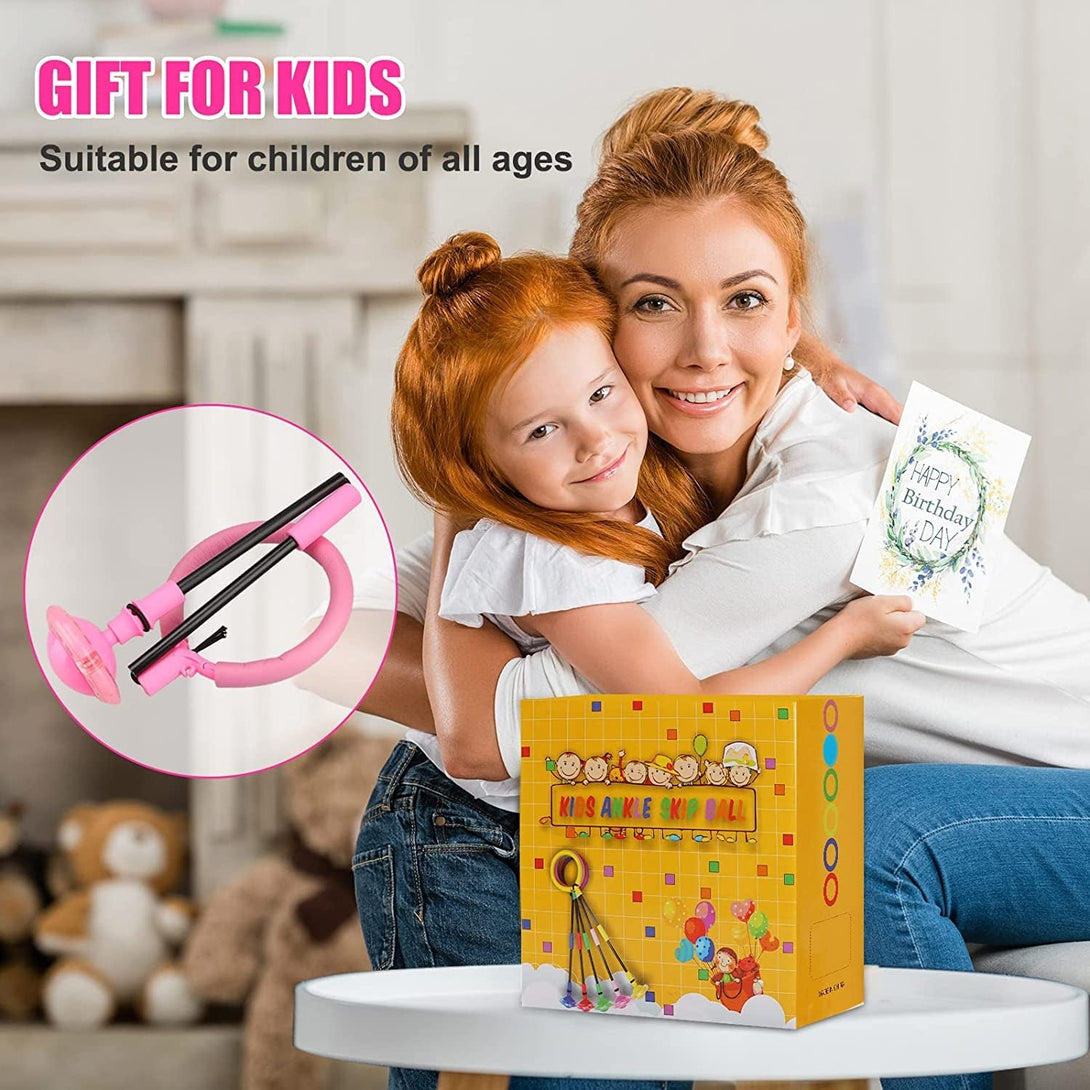 Ankle Skip Ball for Kids - Foldable Flash Wheel Skip Ball, outside Game Toys for Kids & Adults, Gift for Boys & Girls Age 5 6 7 8 9 10 Years Old, Pink