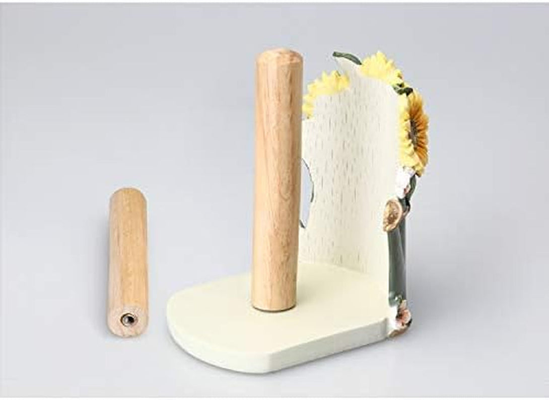 Paper Towel Holder with Sunflower Flower Decor, Resin Crafts Display for Kitchen Cafe Western Restaurant Cake Shop Dessert Shop.