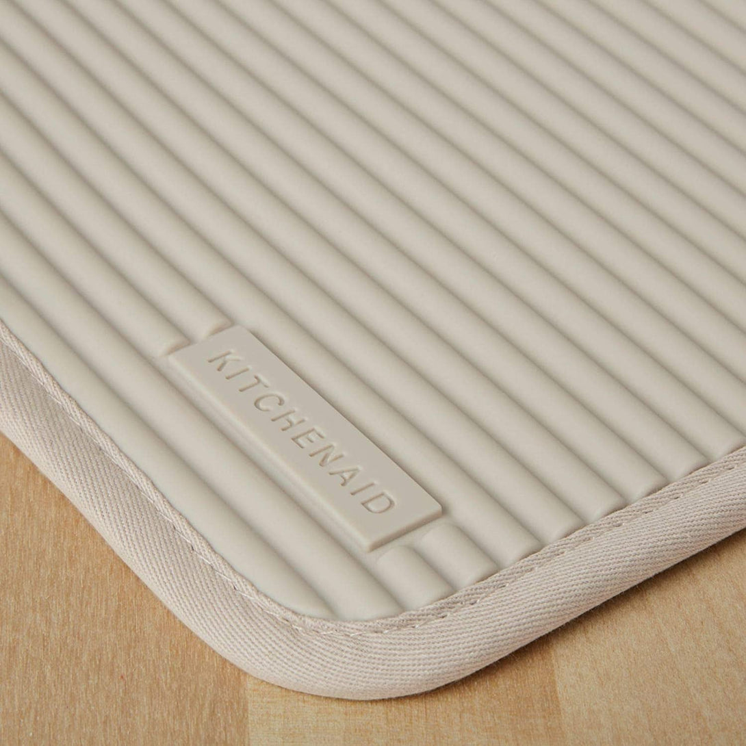 Kitchenaid Ribbed Soft Silicone Pot Holder 2-Pack Set, Milkshake Tan, 7"X9"