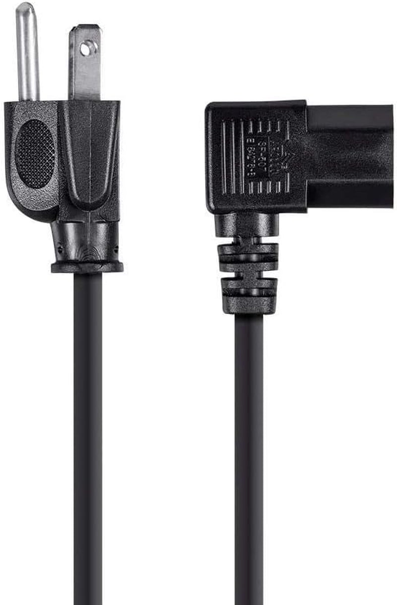 Monoprice 6Ft 14AWG Right Angle Power Cord Cable W/ 3 Conductor PC Power Connector Socket (C13/5-15P) - Black