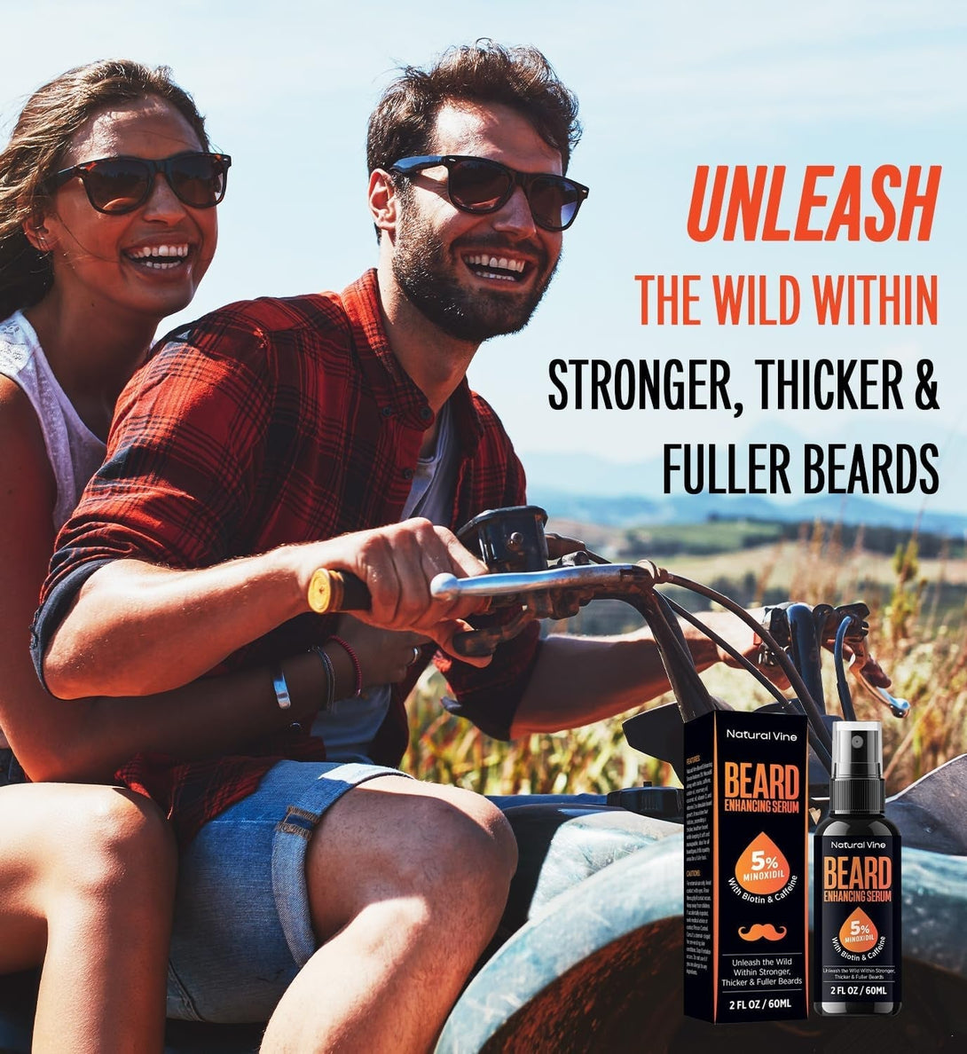 5% Minoxidil Beard Growth Oil for Men: Minoxidil for Men Beard Hair Regrowth Serum with Biotin and Caffeine - Unleash Your Wildness with Stronger Thicker Fuller Beard 2 FL Oz/60Ml