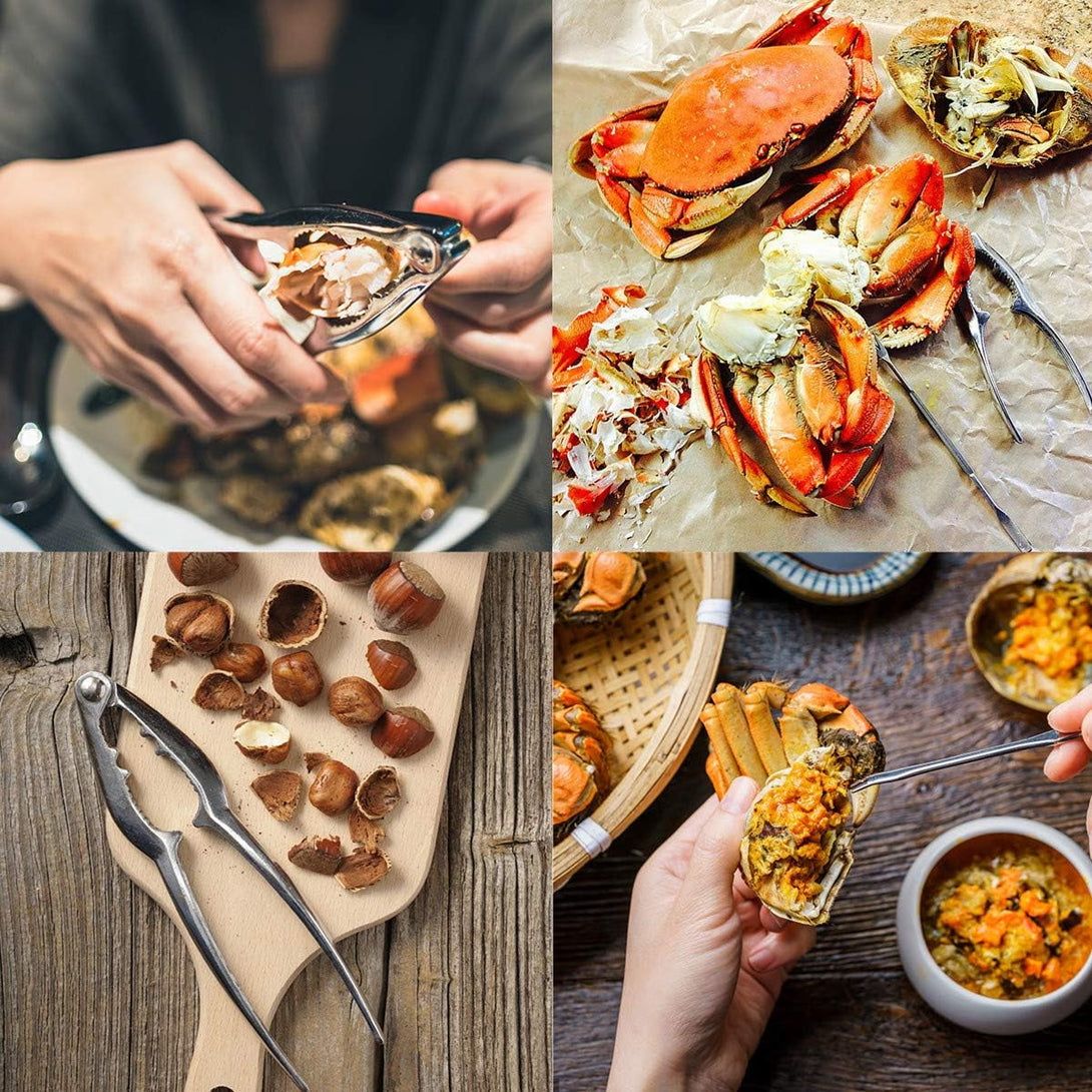 Lobster Crackers and Picks Set, 8Pcs Crab Leg Cracker Tools - Stainless Steel Seafood Crackers & Forks Nut Cracker Set & Storage Bag - Dishwasher Safe Thanksgiving Christmas Gifts