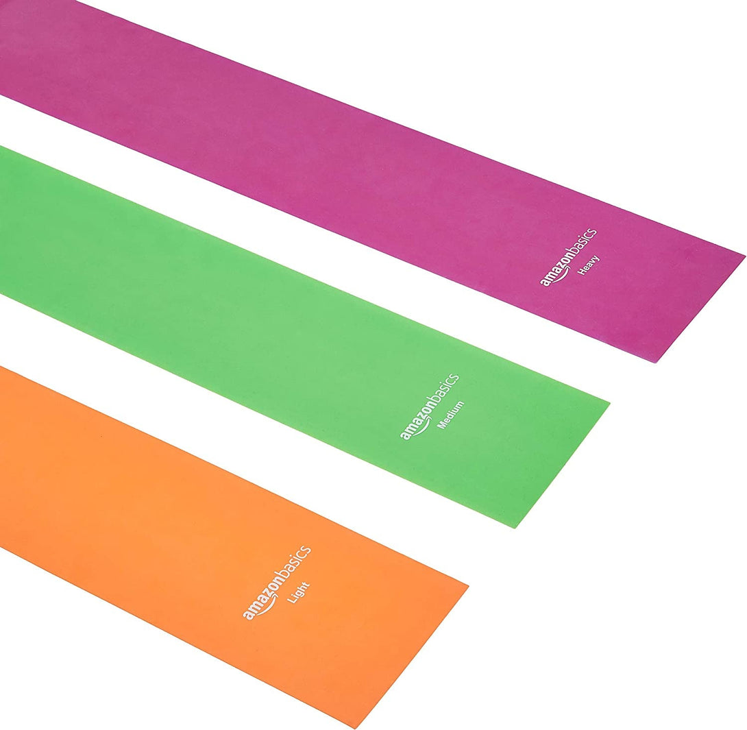 Amazon Basics Resistance Bands, Set of 3, Orange/Green/Pink