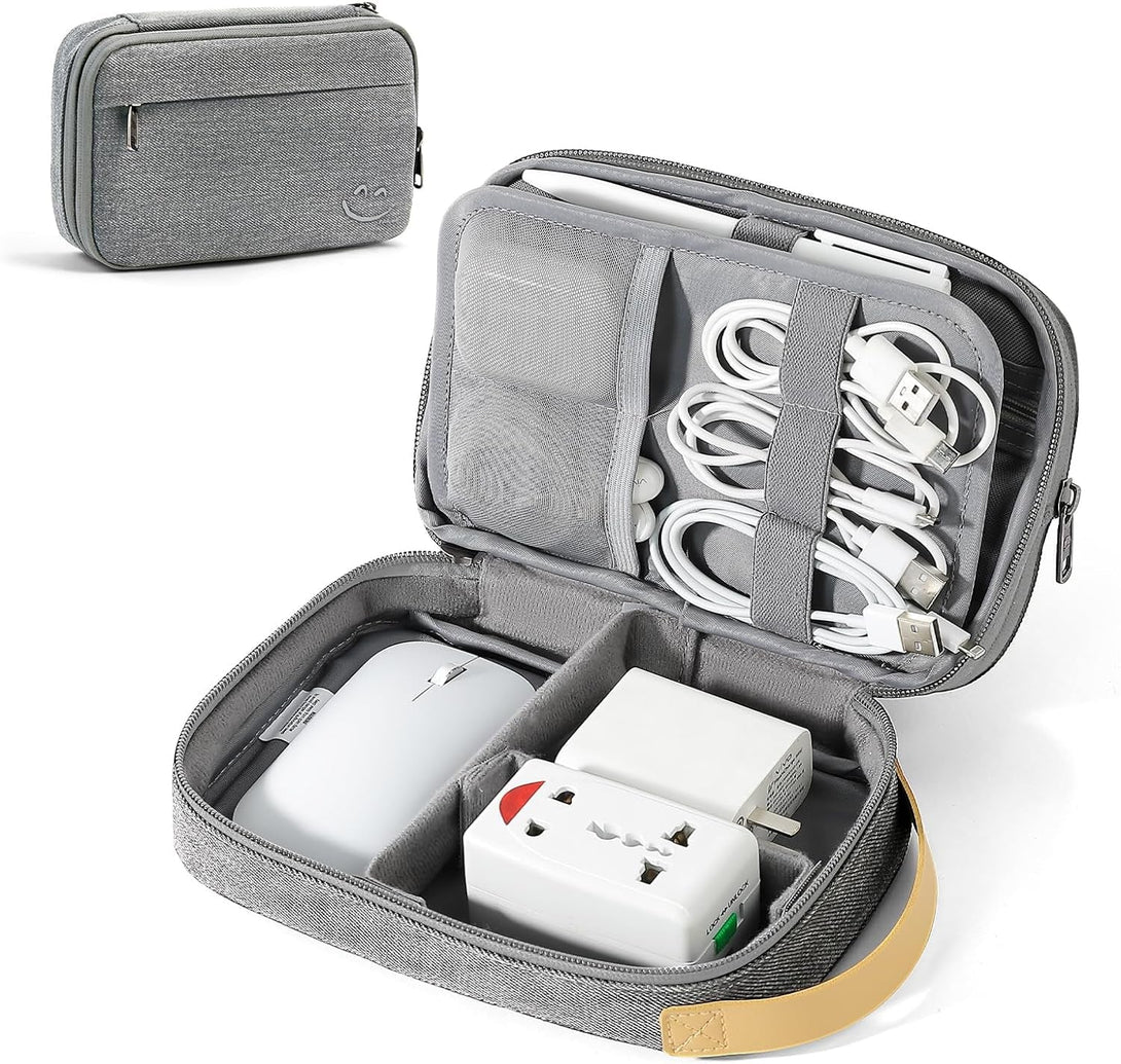Travelkin Travel Electronic Cord Organizer Travel Case, Travel Cable Organizer Bag for Charger, Phone, Sd Card, Sim Card, Earphone, Usb Drives(Grey)