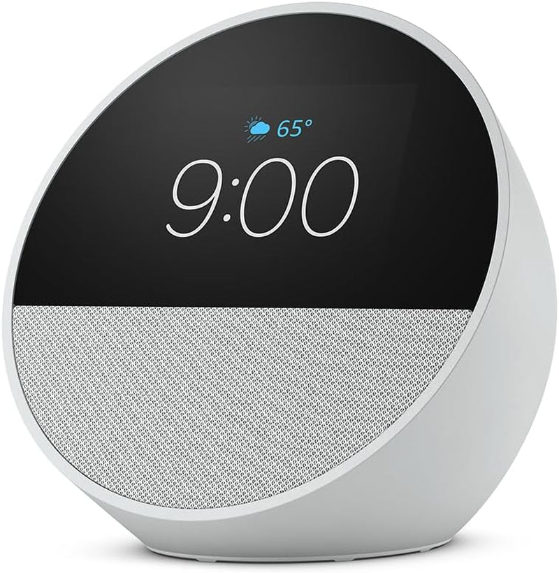Amazon Echo Spot (Newest Model), Great for Nightstands, Offices and Kitchens, Smart Alarm Clock with Alexa, Glacier White