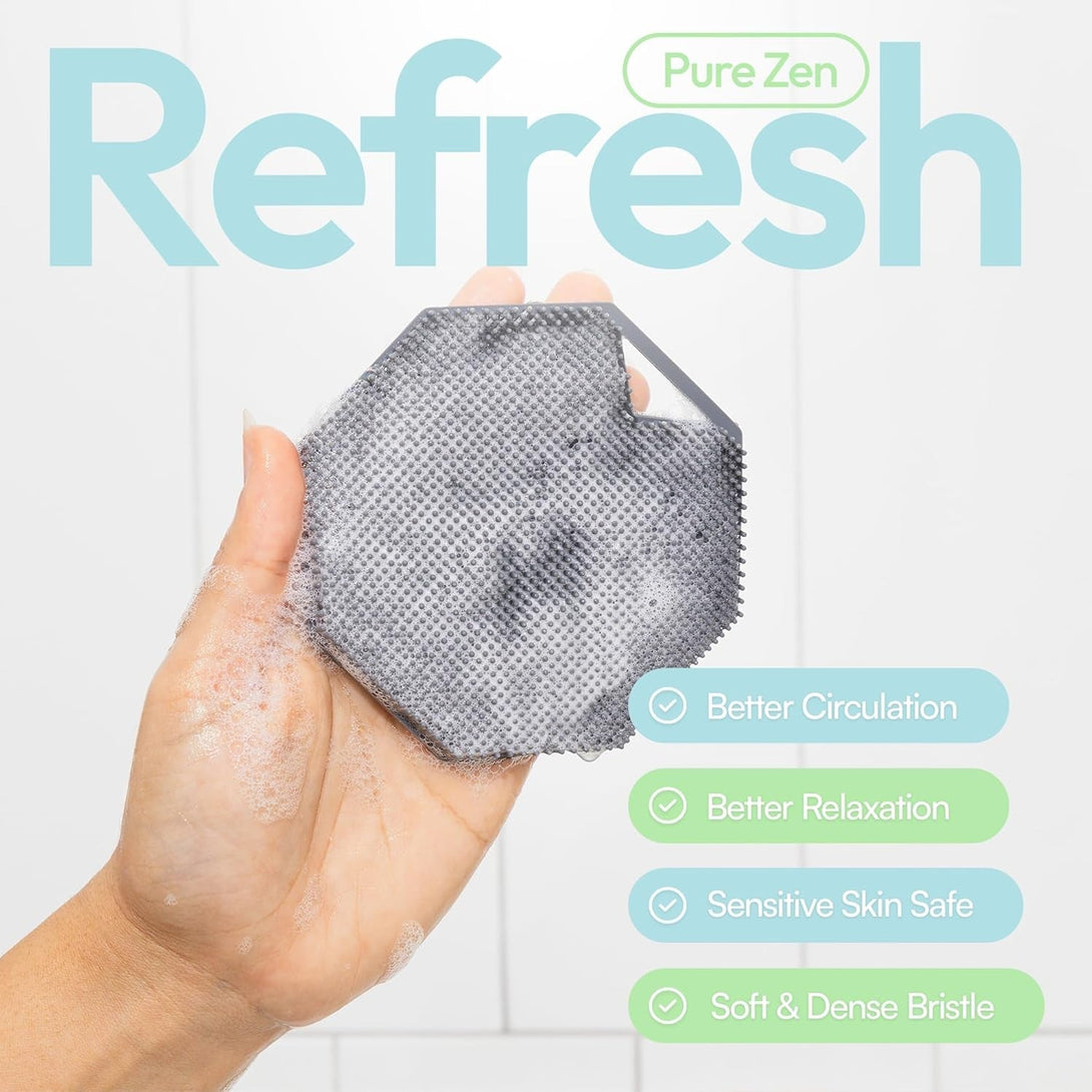 Silicone Body Scrubber, Exfoliating Body Scrubber for All Skin Types, Eco Friendly Massaging & Exfoliating Shower Scrubber with Soft Bristles, Travel Essentials, Loofah Alternative