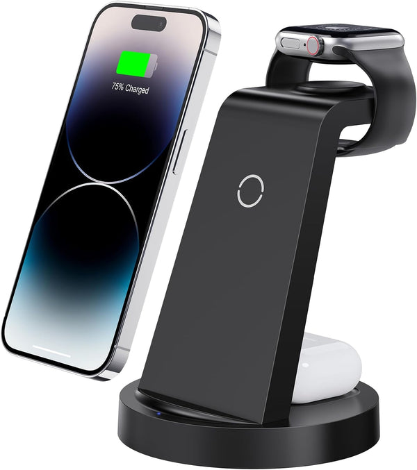 3 in 1 Charging Station for Iphone, Wireless Charger for Iphone 16E 16 15 14 13 12 11 X Pro Max & Apple Watch - Wireless Charging Station for Airpods 4 3 Pro
