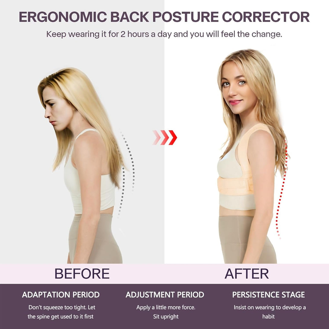 Back Brace Posture Corrector for Women, Upper Back Support Straps Straightener, Hunchback Improve Posture Correct-Shoulder, Upper Back Pain Relief Invisible under Clothes (Nude, L/XL)