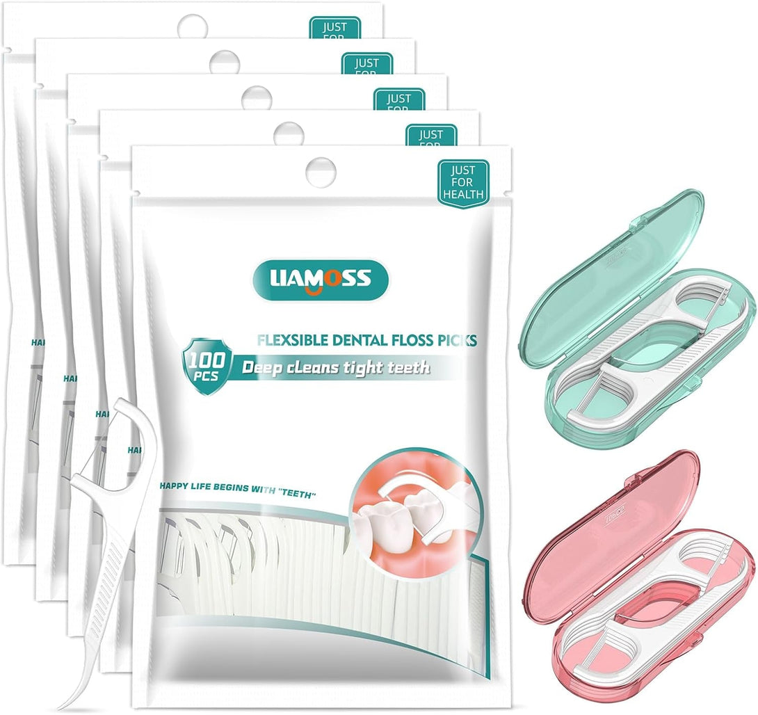 520 Count Dental Floss Picks with 2 Floss Dispenser-3 X Teeth Cleaning Advanced Clean Floss Stick,Perfect for Molar Tight Teeth Interdental Spaces,Fight Tooth Decay,Family Toothpicks(5 Pack)