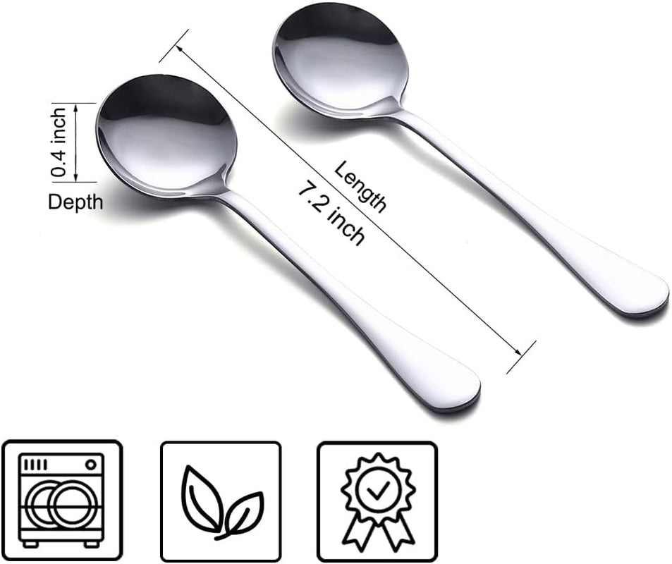 Soup Spoons, 8-Piece Stainless Steel Spoons Heavy-Weight Spoon Flatware