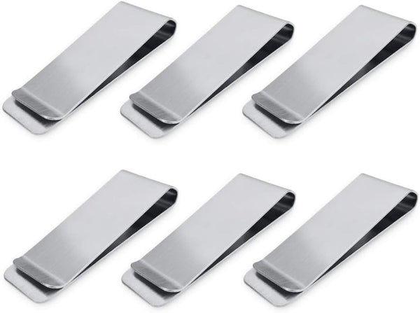 Stainless Steel Money Clips, Money & Cards Holder, Minimalism Wallet Clips, Super Slim & Durable, Pack of 6