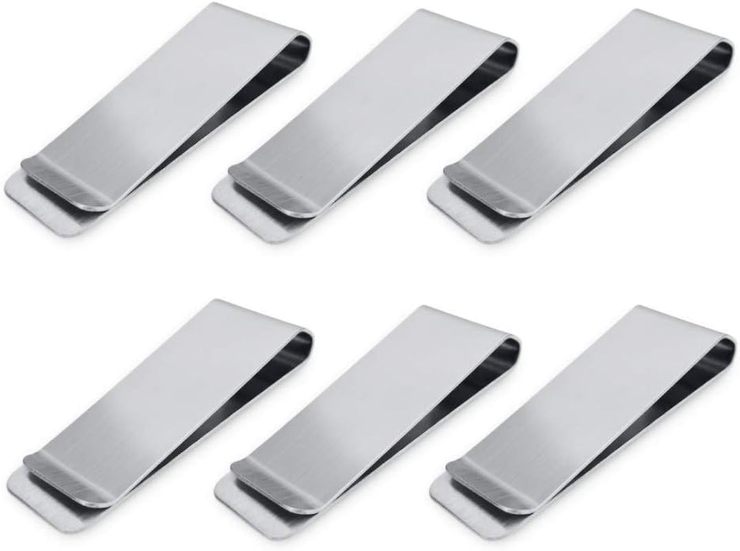 Stainless Steel Money Clips, Money & Cards Holder, Minimalism Wallet Clips, Super Slim & Durable, Pack of 6
