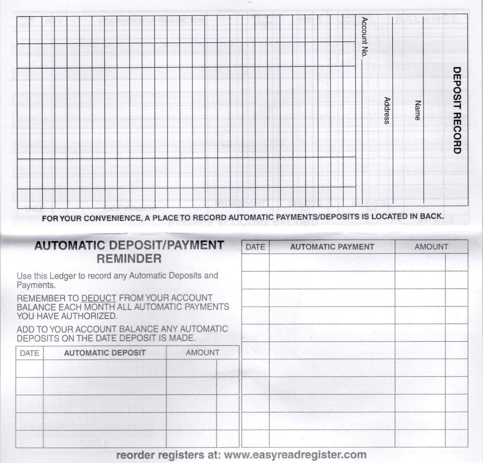12 Check Registers for Personal Checkbook - Checkbook Ledger Transaction Registers Log for Personal or Business Bank Checking Account, Saving Account