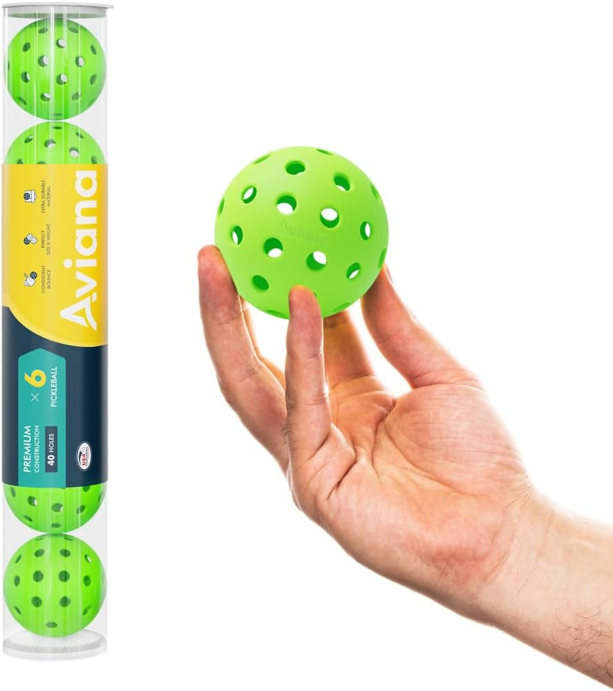 Aviana Outdoor Pickleball Balls - USAPA Approved for Tournament Play | Durable 40-Hole Design | Ideal for All Skill Levels | 6, 12 & 48 Packs