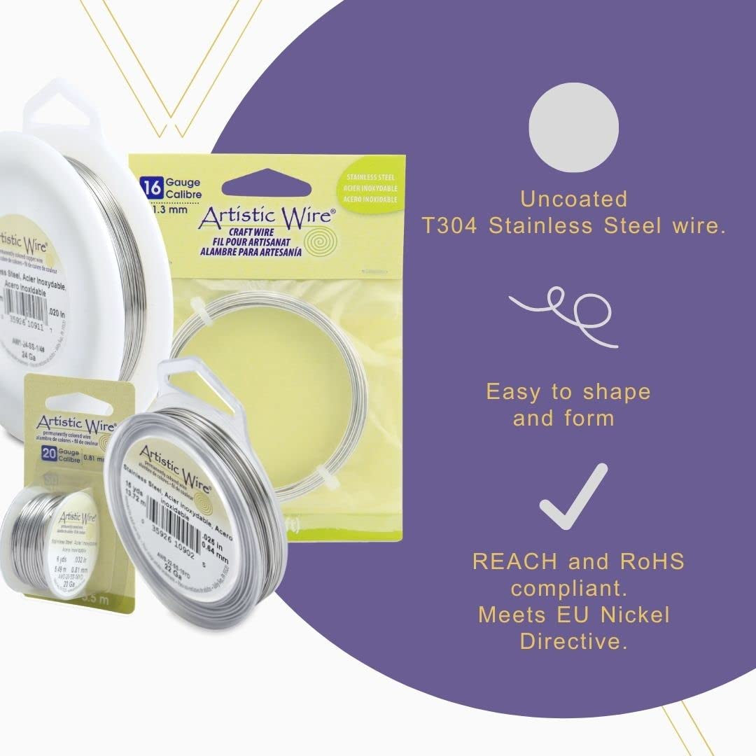 Artistic Wire 28 Gauge Stainless Steel Craft Jewelry Wrapping Wire Wire, 40 Yd