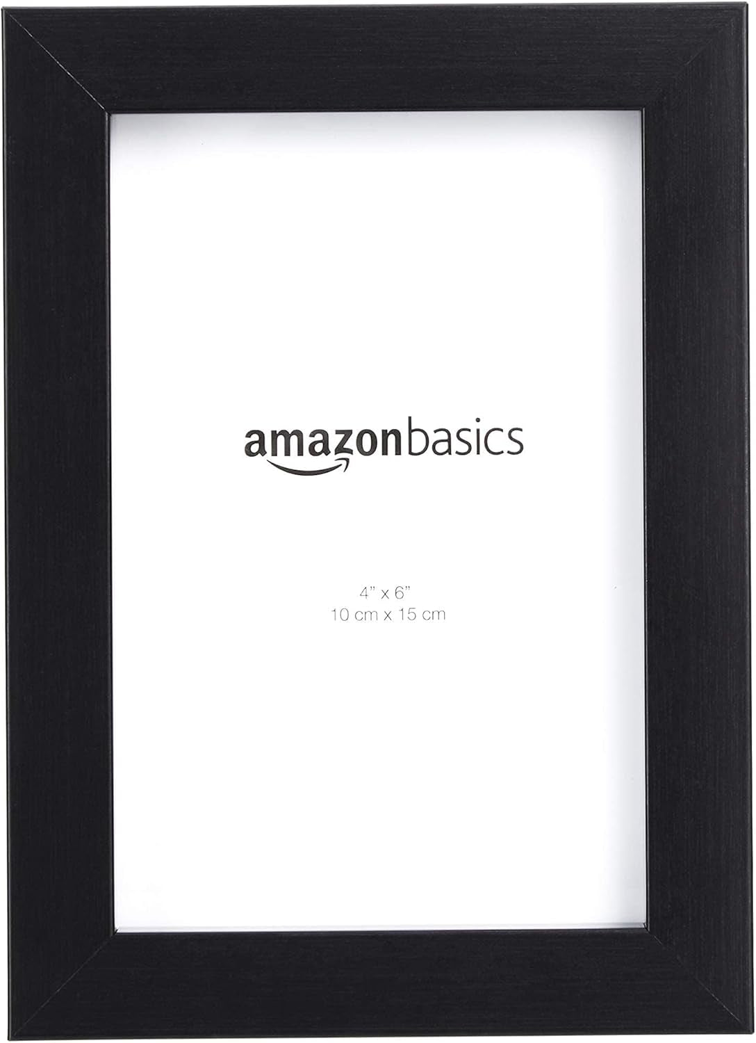 Amazon Basics Rectangular Photo Picture Frame, 6 X 4 Inches, Pack of 5, Black