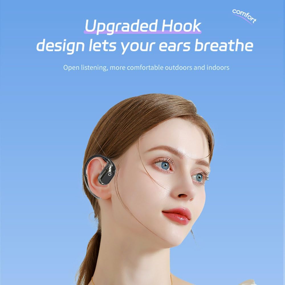 Bluetooth Earbuds Wireless Bluetooth Open Ear Headphones Device Travel Business Stereo Headphones Headset 18Hrs Total Playback Support Single or Twin Model for Cycling Jogging Running Driving