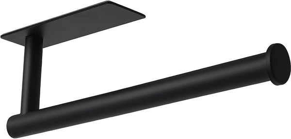 Theaoo Paper Towel Holder - under Cabinet Paper Towel Holder for Kitchen, Adhesive Paper Towel Roll Rack for Bathroom Towel, Wall Mounted Matte Black Paper Towel Rack, SUS304 Stainless Steel