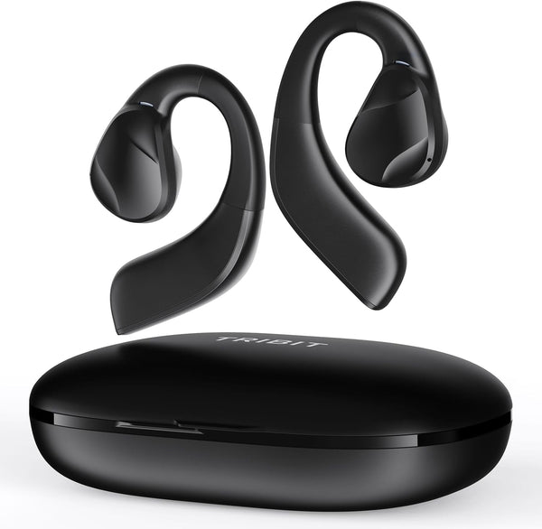 Tribit Open-Ear Headphones Opengo, Wireless Earbuds with Bluetooth 5.3, IPX5 Waterproof Sport Earphones, 104H Playtime with Charging Case, Ergonomic Earhooks, LED Display, Built-In Mic for Workout
