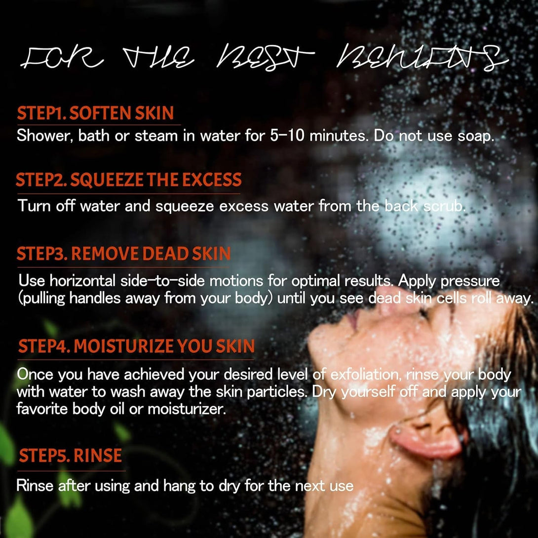 Evridwear Exfoliating Body Scrubber with Handles Back Washer Back Scrubber for Shower Bath Dry Skin Whole Body Deep Clean Men Women(Moderate)