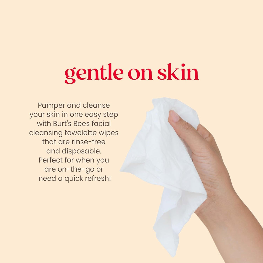 Burt'S Bees, Aloe Vera Face Wipes, for Sensitive Skin, Soothing Makeup Remover & Facial Cleansing Towelettes, 30 Count (1 Pack)