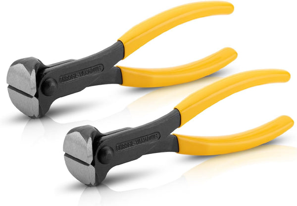 Bates Nail Puller and Staple Remover - Yellow, 2 Pack, Carpenter Tool, End Cutting Pliers, Nippers for Nail Pulling