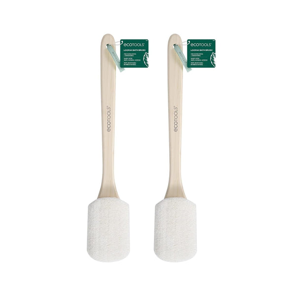 Ecotools Loofah Bath Brush, Back Brush for Bath & Shower, Made with Long Handle & Natural Loofah Material for Exfoliation, Shower Brush for Men & Women, Eco-Friendly & Cruelty-Free, 2 Count