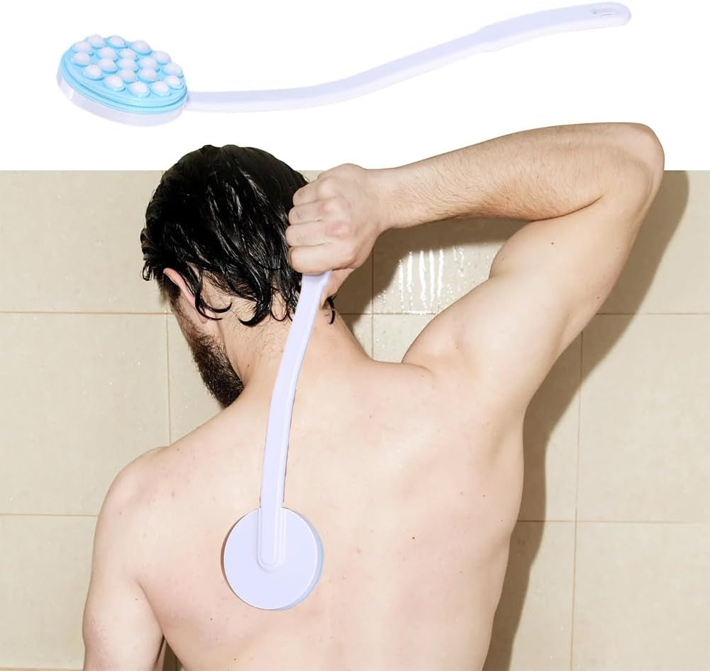 Joyzan Back Lotion Applicator, Long Self Handled Bath Massager Roll Reach Shower Brush Target Tanner Dispenser Wand Curved Rotating Head Sunscreen Skin Cream Gel Legs Feet Elderly Moisturizer Women