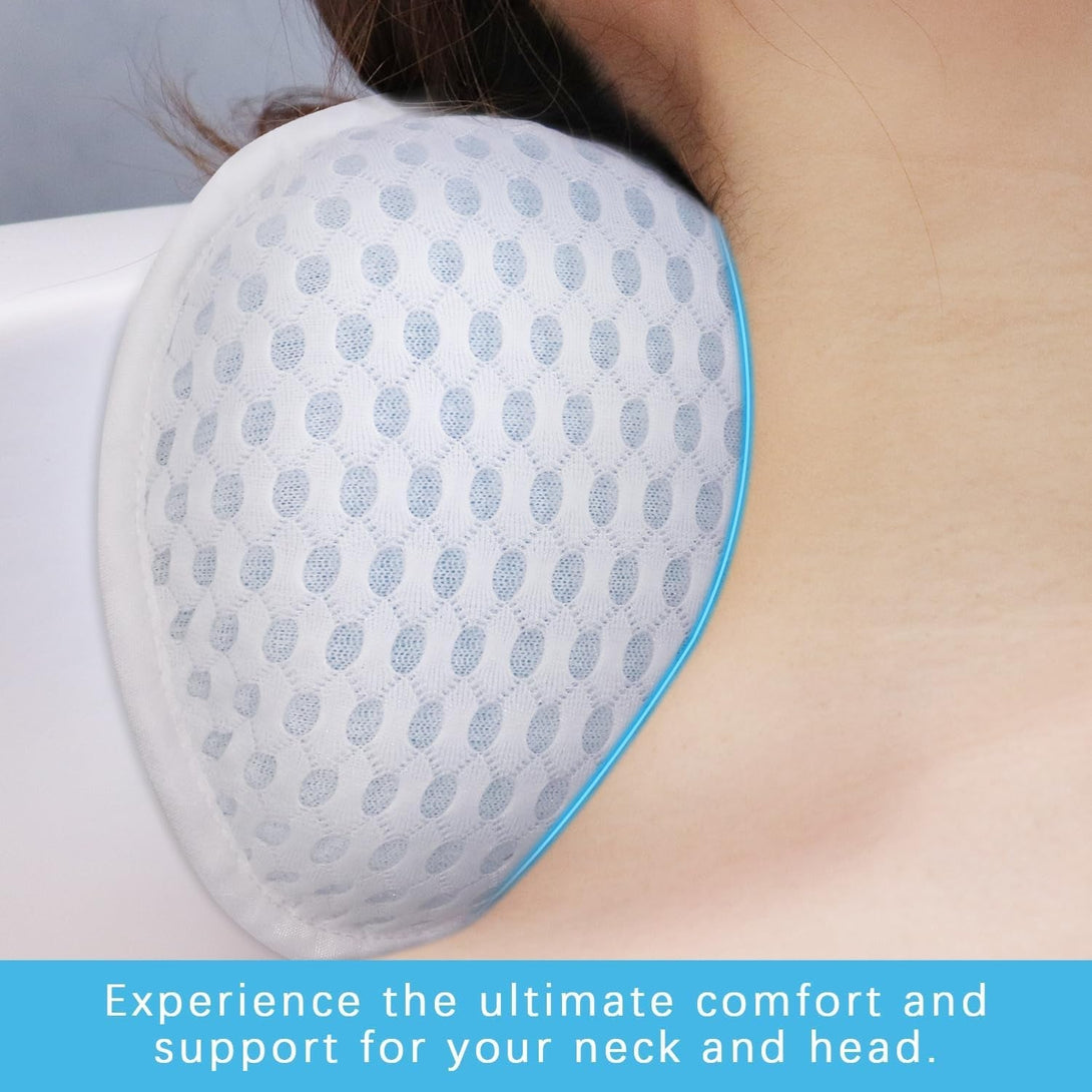 Bathtub Bath Pillows for Tub - Bathtub Pillow for Neck & Back Support with Ergonomic TPE, 4D Mesh Upgraded Bath Tub Pillow Headrest with 3 Strong Suction Cups & Hook, Bathroom Accessories, Spa Gifts