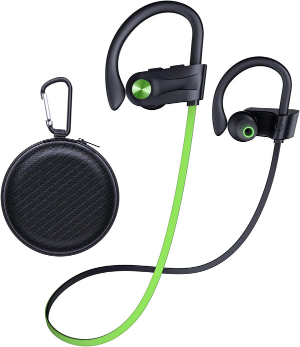 Bluetooth Headphones, Wireless Earbuds IPX7 Waterproof Bluetooth 5.3 Headphones with 16Hrs Playtime Stereo Bass Headsets with Mic Running Headsets with Earhooks for Sports Running Workout