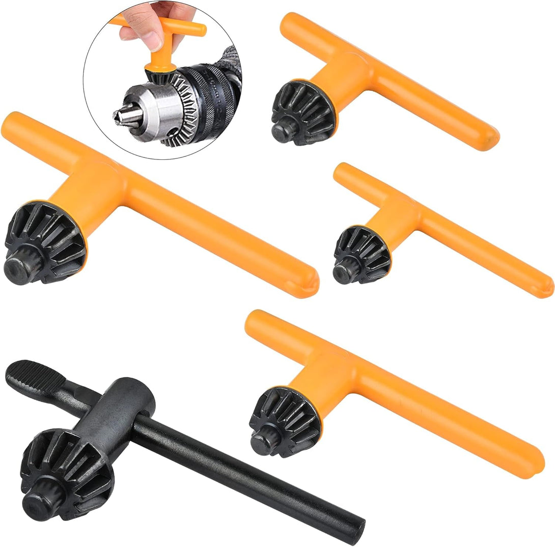 5 Sizes Drill Chuck Key Wrench, High Hardness Carbon Steel Replacement Drill Press Chuck Key for Drill Clamping Tool (Chuck Diameter: 1/4" / 3/8" / 1/2" / 5/8" 3/4")
