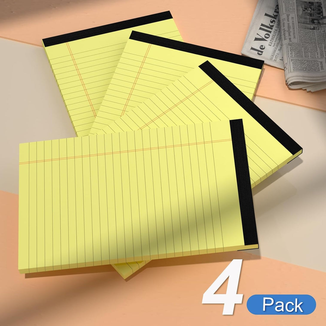 4 Pack Note Pads 5 X 8 Inch Yellow Legal Pads 5" X 8" College Ruled Writing Pads 80Gsm Recycled Yellow Paper Notepad Small Legal Pads Perforated Pads of Paper 30 Sheets for To-Do Lists, Study, Office