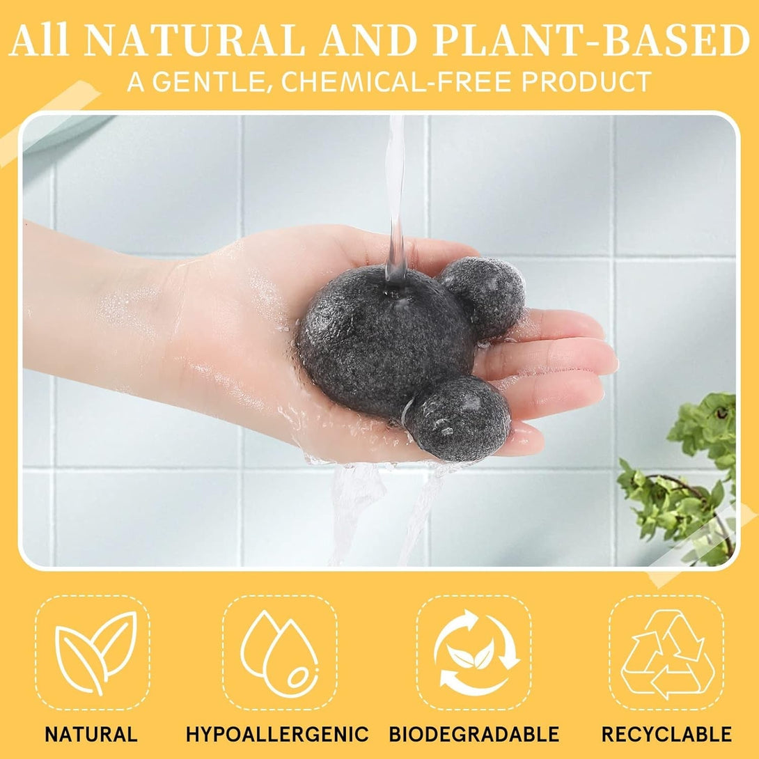 Konjac Baby Bath Sponge for Bathing, Classic Shapes Natural Bath Sponges for Infants, Toddler, Newborns, Natural and Safe Plant-Based Konjac Baby Bath Accessories, 5PCS (Set-1)