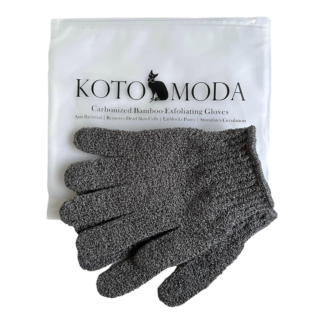 Sphynx Hairless Cats Carbonized Bamboo Bath Exfoliating Gloves Charcoal Bamboo Shower Body Scrub (1 Pair)