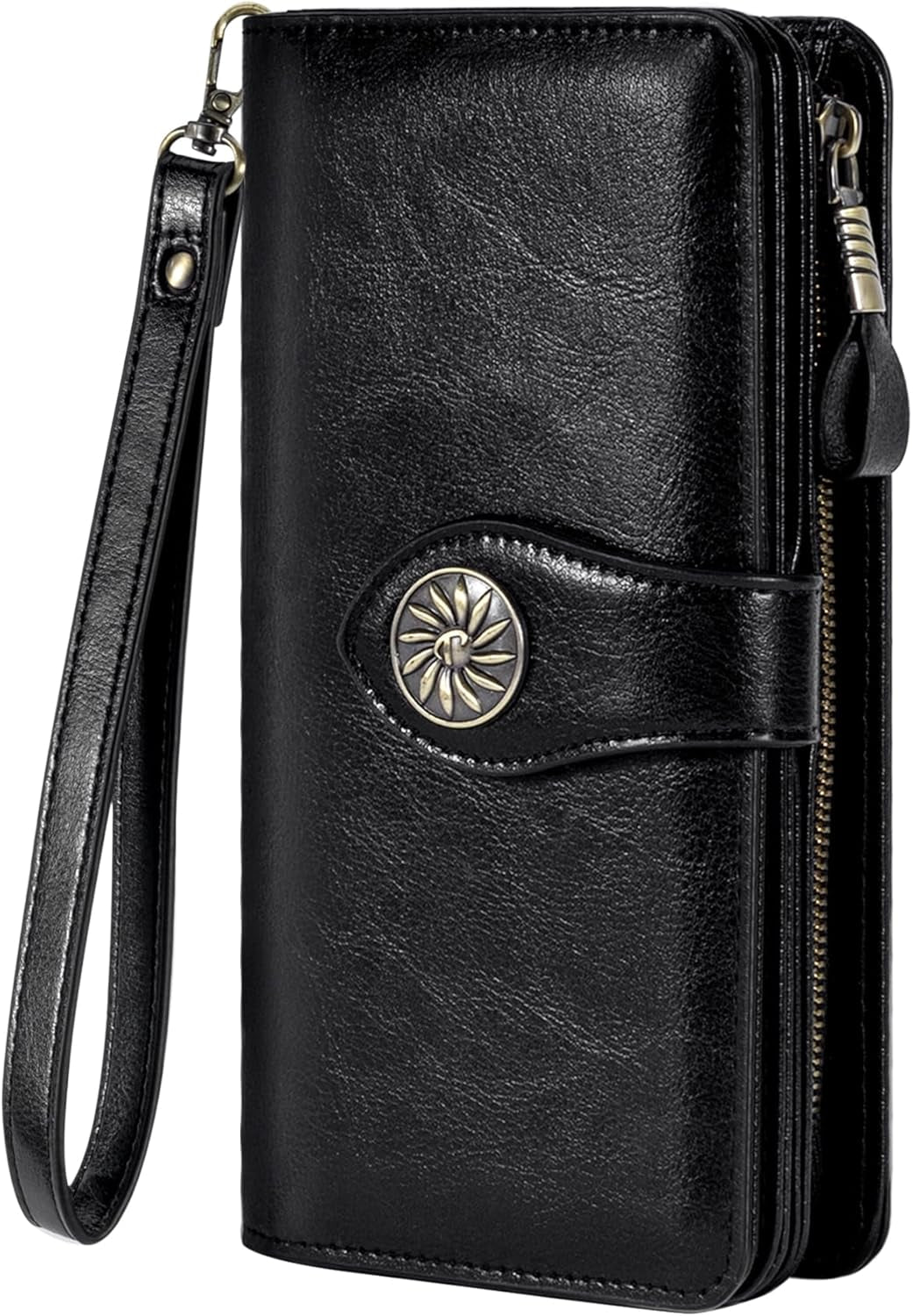 Travelambo Women'S Wallet RFID Blocking Credit Card Holder Large Capacity Wristlet Leather Wallets Purse