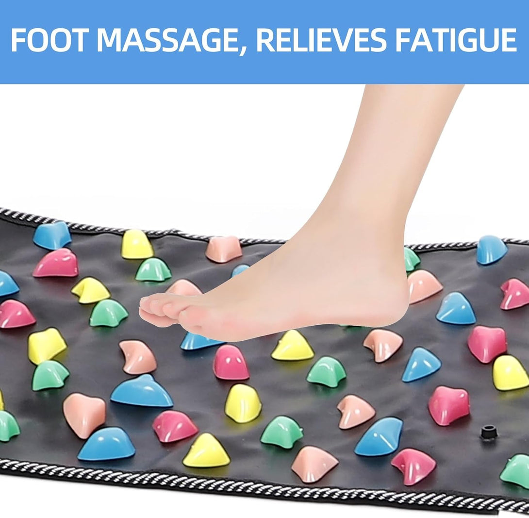 NOLITOY Foot Massage Mat, Pressure Point Massage Pad Reflexology Walk Stone Road anti Fatigue Standing Mat for Office Workers Students Elderly (45.59X13.36In)
