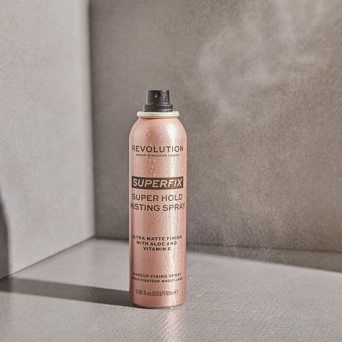 Revolution, Superfix Misting Makeup Setting Spray, Ultra-Matte & Shine-Free Finish, Long-Lasting & Lightweight Mist, Infused with Vitamin E, 5 Fl Oz